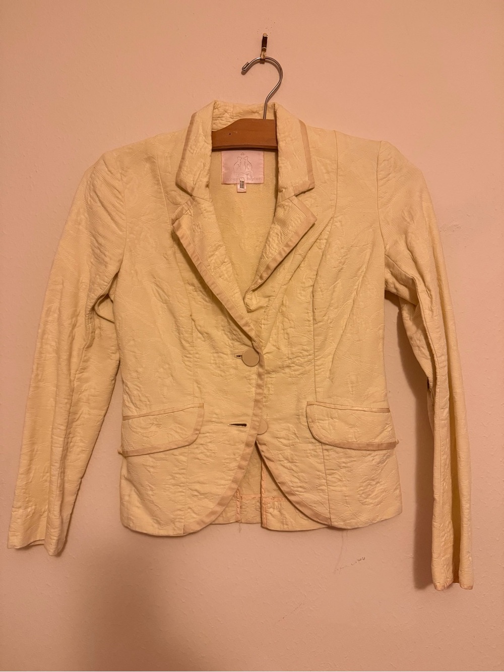 Rebecca Taylor Light Cream Textured Single-Button Blazer